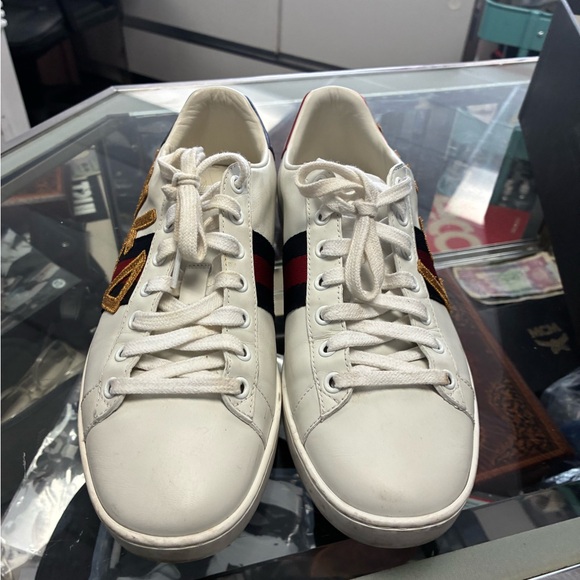 GUCCI Ace Embroidered Sherry Line LOVED Sneakers 505328 Women’s Pre Owned SZ 38 - Picture 2 of 13